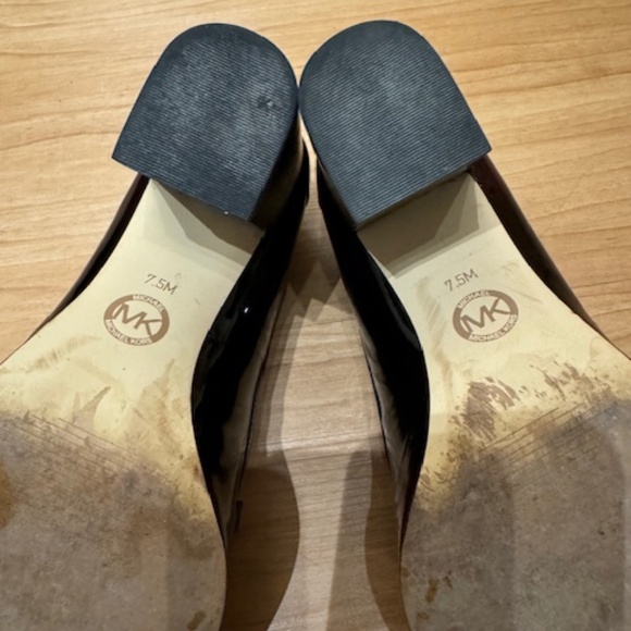 Michael Kors Patent Burgundy Heeled Loafers - Picture 4 of 4